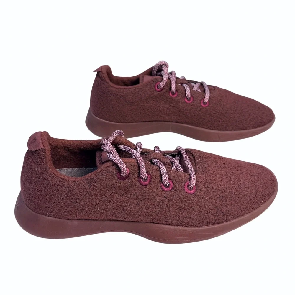 Allbirds‎ Wool Runners Sneakers Men 10 Burgundy Maroon Merino Wool Sustainable